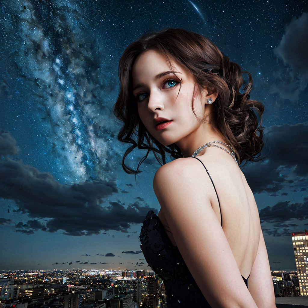 1682345188301-73283833-masterpiece, best quality, highly detailed, night sky, rooftop, skyline, girl, black wedding dress,  necklace, jewelry, looking.png